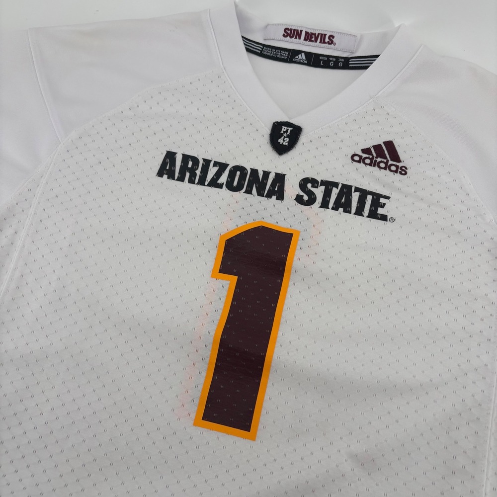 Adidas Arizona State Football Jersey Kids Large White #1 PT42 Sun Devils NCAA